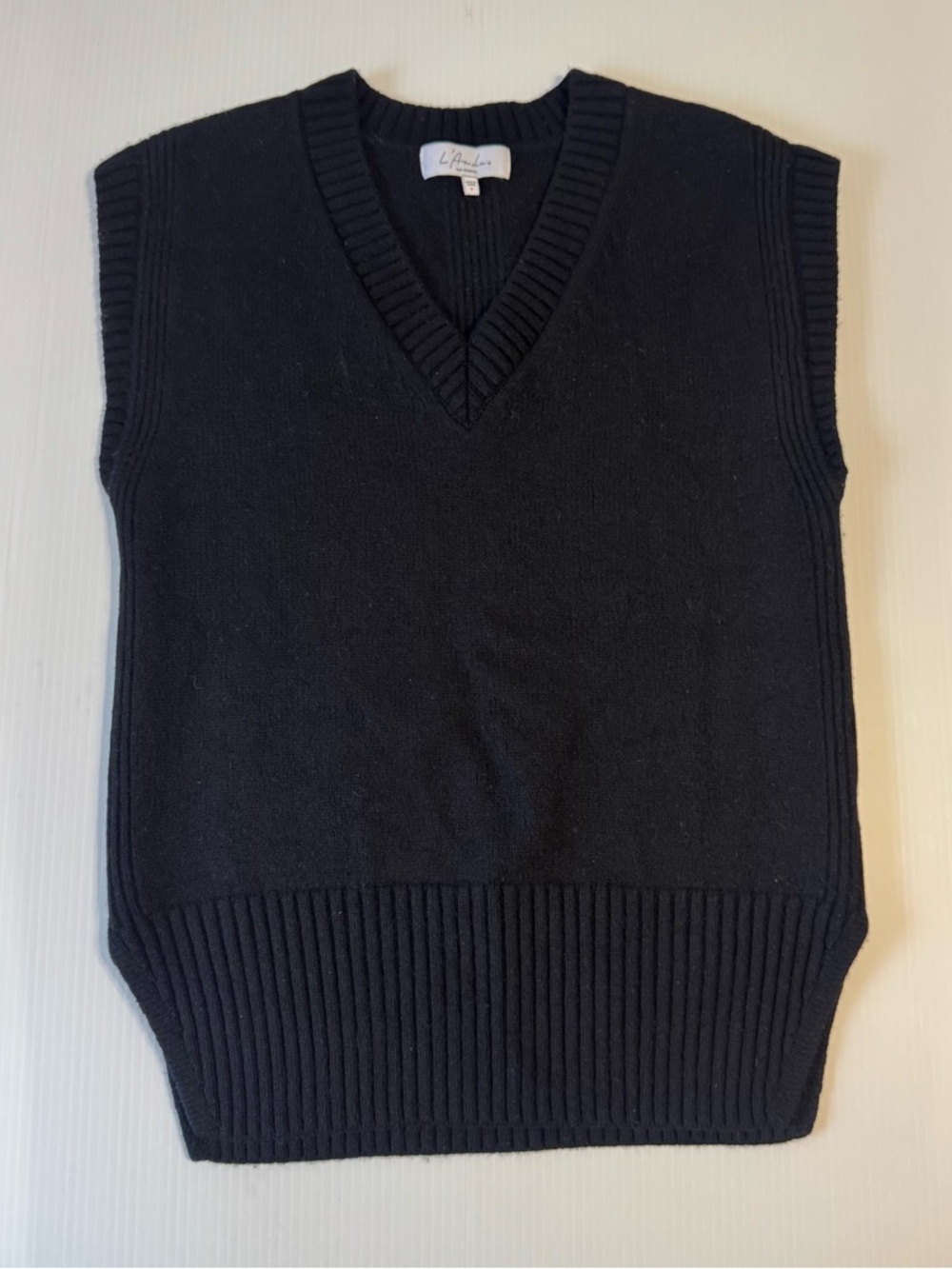 L’Academie Wool Cashmere V-Neck Sweater Vest Black Knit Revolve Academia Small